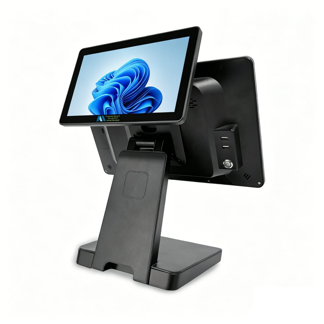Caisse Enregistreuse Tactile Double Écran (15.6''/11.6'') en aluminium