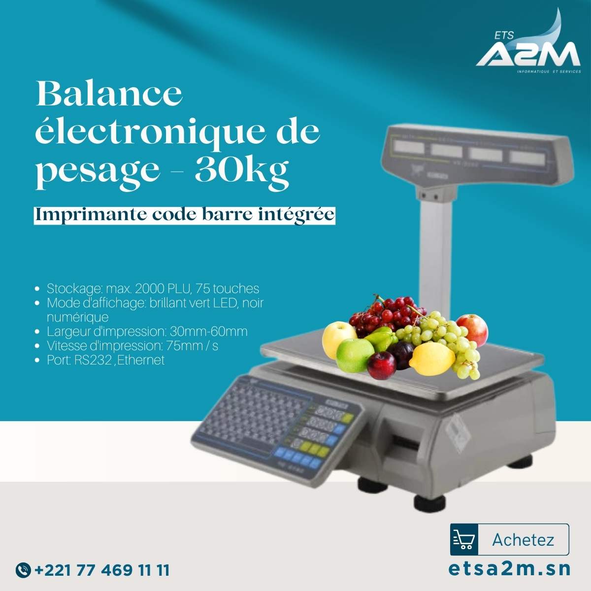 Balance électronique numérique avec impression de codes-barres