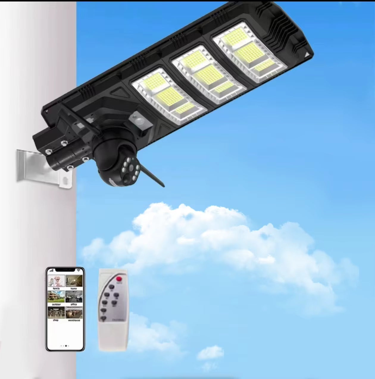 Lampadaire Solaire avec Caméra de Surveillance IP65 - WiFi/4G