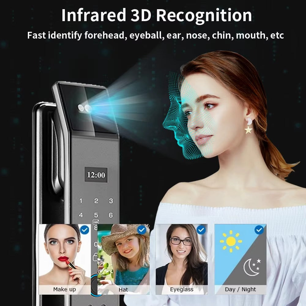 Interphone vidéo - Serrure de Porte Faciale 3D - Empreinte Digitale, Caméra