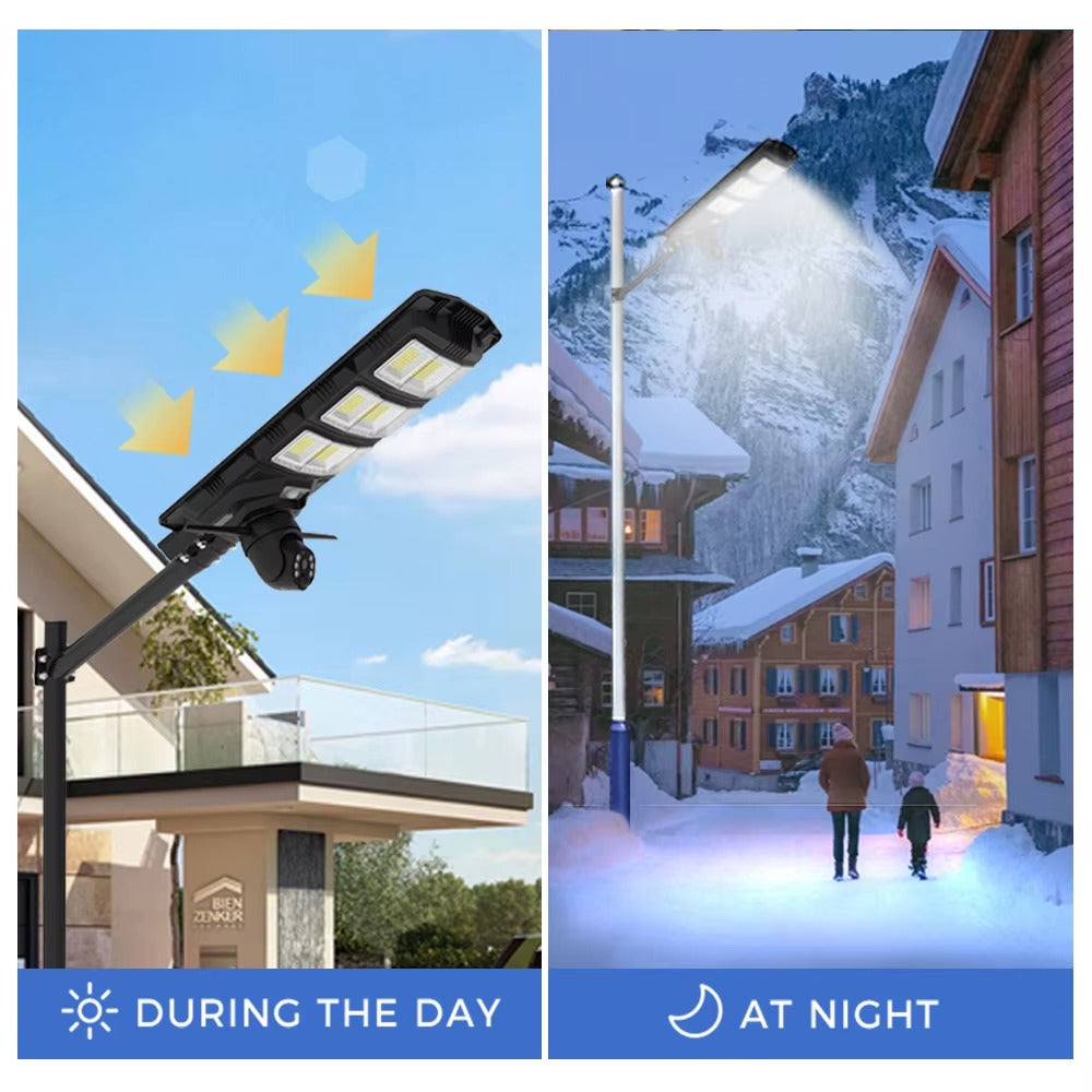 Lampadaire Solaire avec Caméra de Surveillance IP65 - WiFi/4G