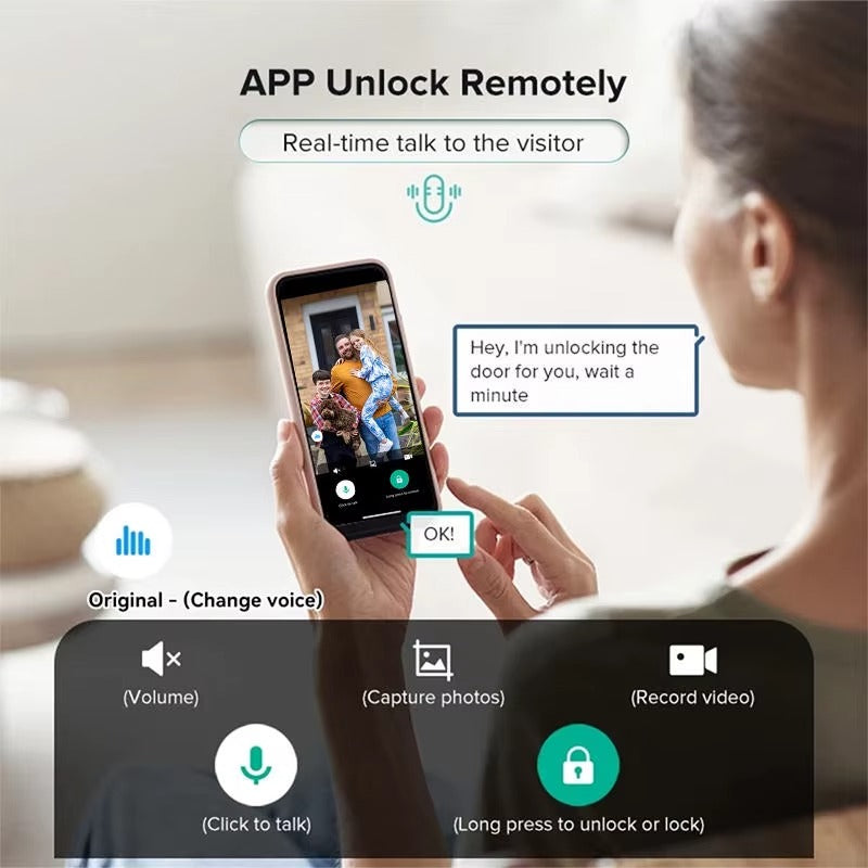 Interphone vidéo - Serrure de Porte Faciale 3D - Empreinte Digitale, Caméra