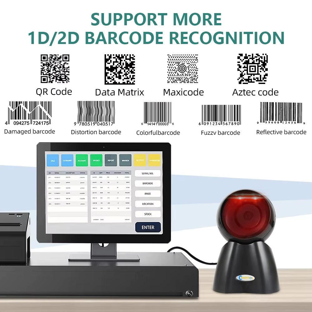 Scanner Codes Barres Omnidirectionnel 1D/2D - Efficace & Rapide - ETS A2M