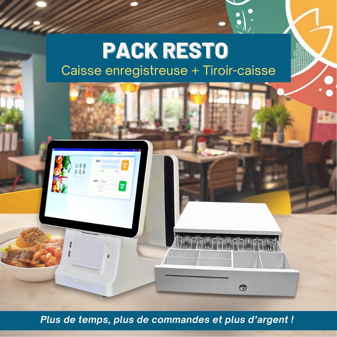 PACK RESTO : Caisse enregistreuse tactile + Tiroir-caisse sécurisé – La solution complète pour votre restaurant