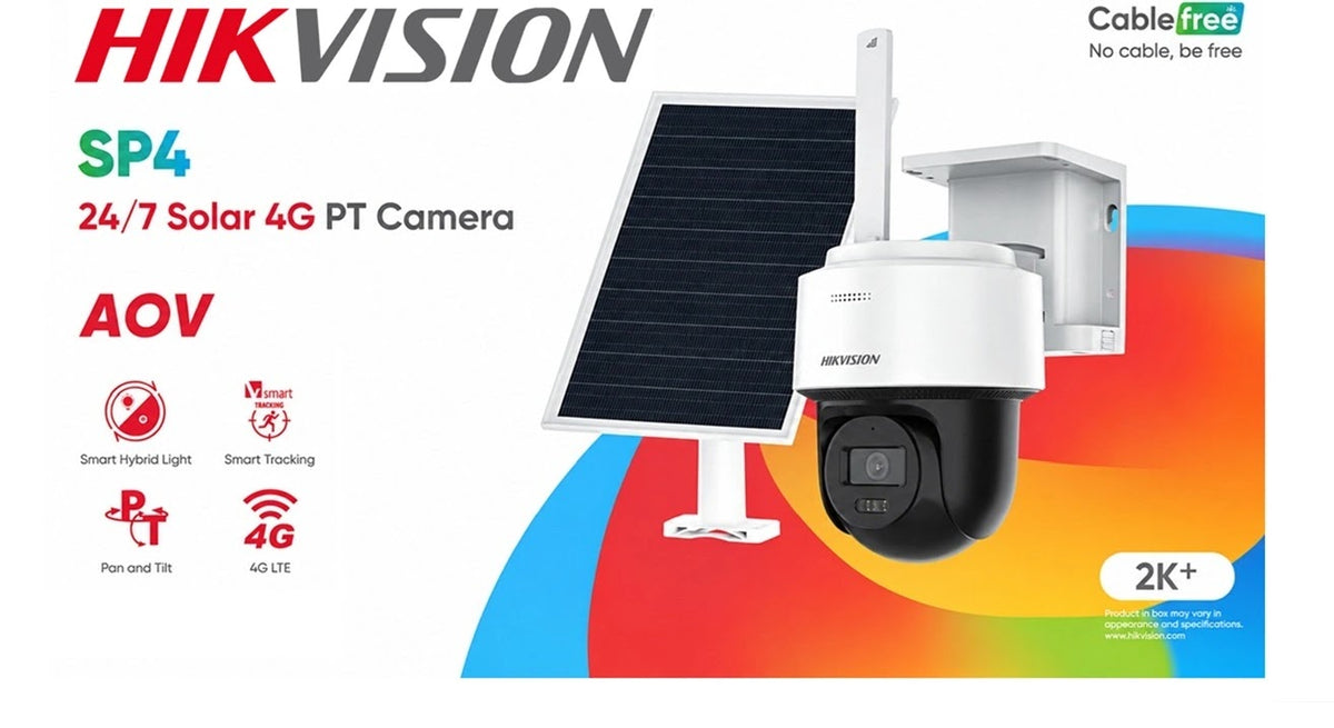 Affiche officielle Hikvision SP4 24/7 Solar 4G PT Camera AOV 2K+ CableFree